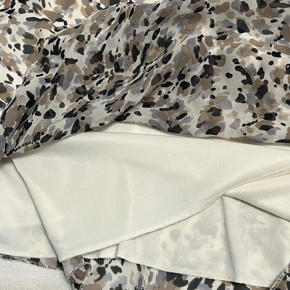 Kensie 100% Silk Dress Sz 4 Brown Animal Print Criss Cross Back Mini Cocktail - Picture 12 of 12